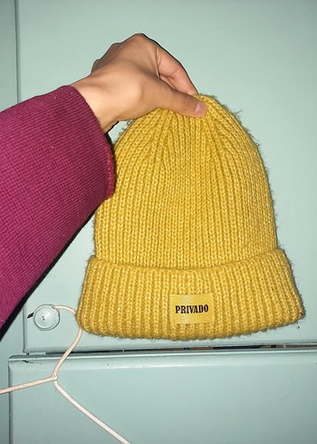 Sarı Örgü Kadın Bere - Görsel 3