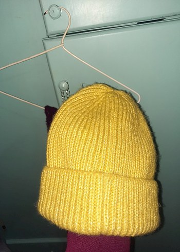 Sarı Örgü Kadın Bere - Görsel 4