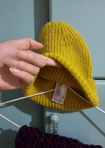 Sarı Örgü Kadın Bere - Görsel 6