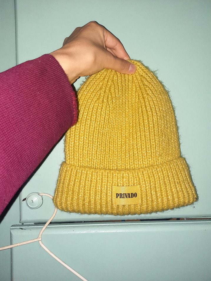 Sarı Örgü Kadın Bere - Görsel 3