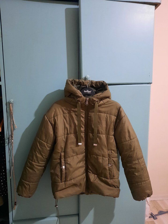 haki Kadın Midi şişme mont - Görsel 2