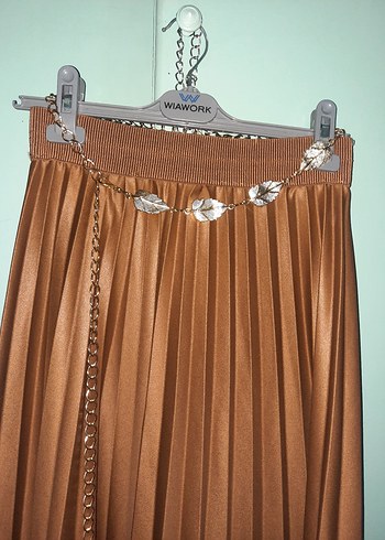 Kadın Bej Piliseli Uzun Etek - Görsel 2