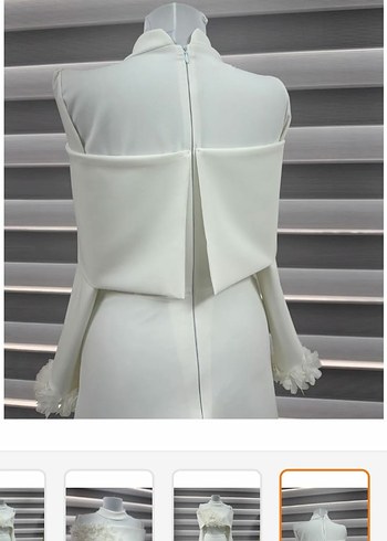 Vintage Beyaz A Kesim Tesettür Nikah Elbisesi - Görsel 6