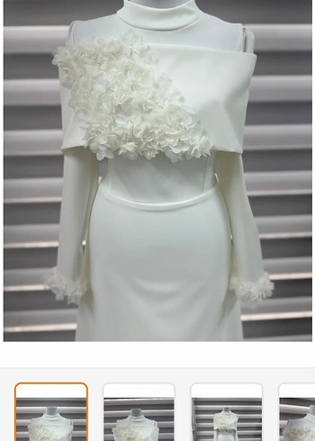 Vintage Beyaz A Kesim Tesettür Nikah Elbisesi - Görsel 8