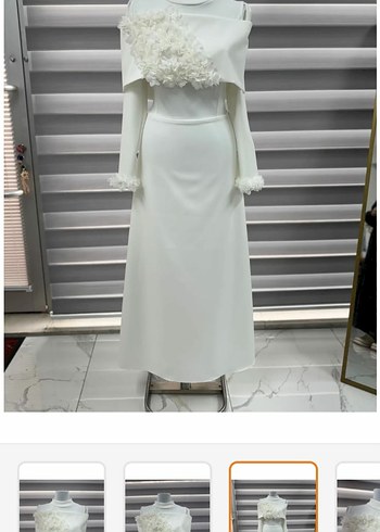 Vintage Beyaz A Kesim Tesettür Nikah Elbisesi - Görsel 5