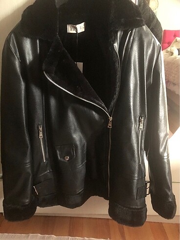 Zara model deri kürklü biker ceket