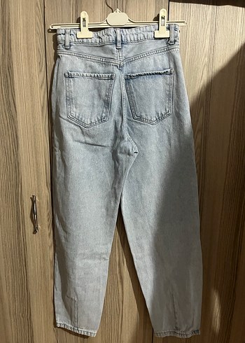 Kadın Mavi Rahat Kesim Midi Boy Denim Pantolon - Görsel 4