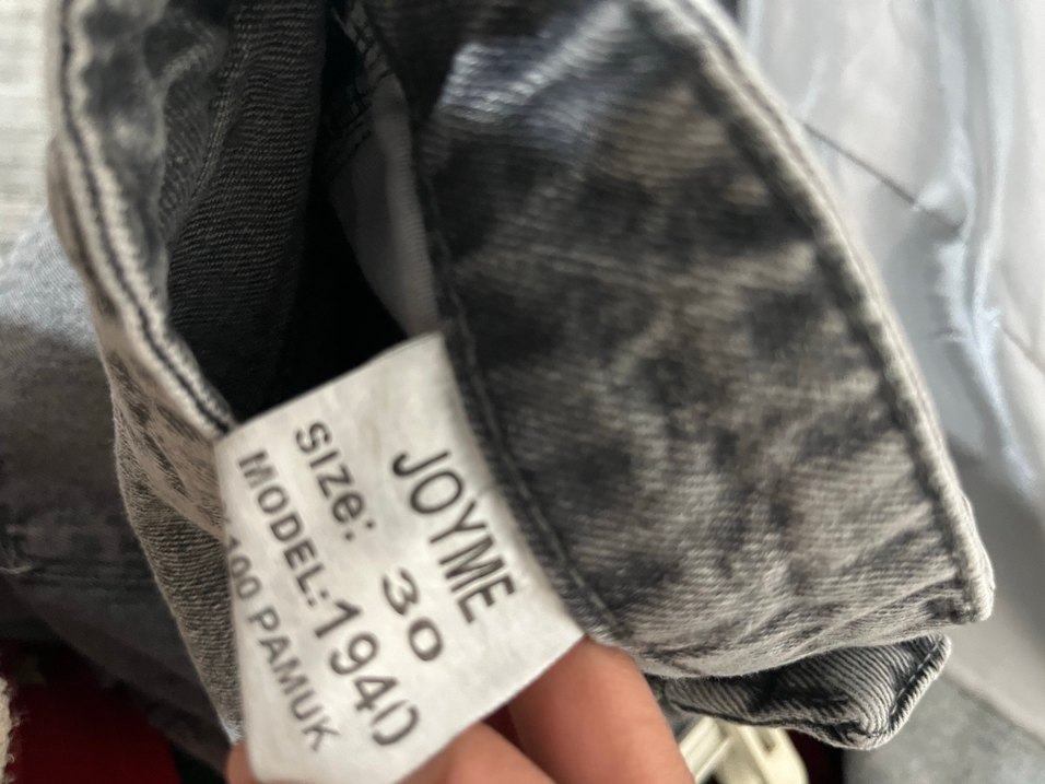 Gri Bol Kesim Denim Kadın Pantolon - Görsel 5