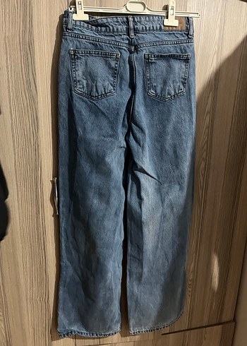 Gri Mavi Rahat Kesim Midi Kadın Kot Pantolon - Görsel 3