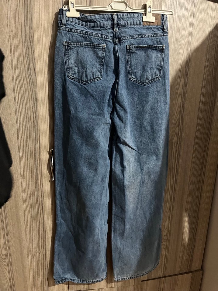 Gri Mavi Rahat Kesim Midi Kadın Kot Pantolon - Görsel 3