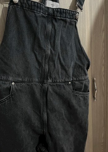 Kadın Siyah Normal Boylu Denim Tulum - Görsel 2