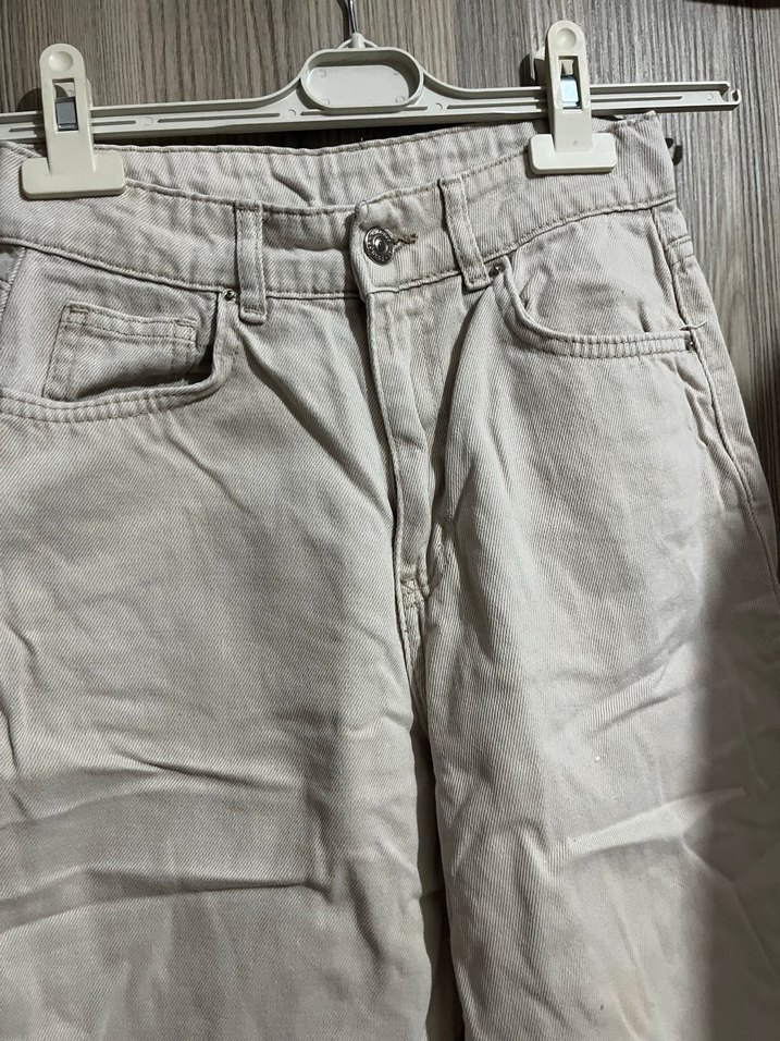 bej Kadın Normal Kesim Kot Pantolon - Görsel 2