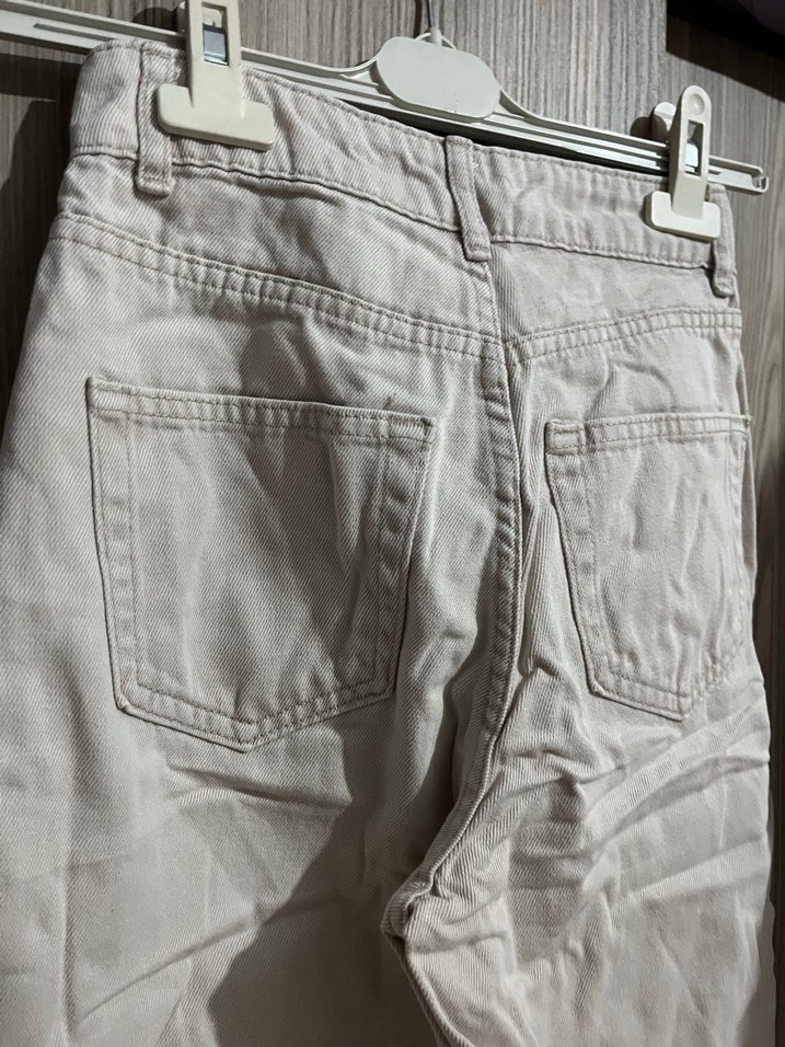 bej Kadın Normal Kesim Kot Pantolon - Görsel 4