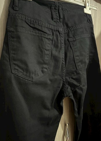 Kadın Siyah Kemerli Regular Fit Denim Pantolon - Görsel 4