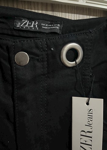 Kadın Siyah Kemerli Regular Fit Denim Pantolon - Görsel 2