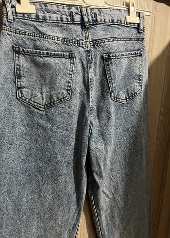 Gri Mavi Midi Boy Bol Kesim Denim Kadın Jean - Görsel 5