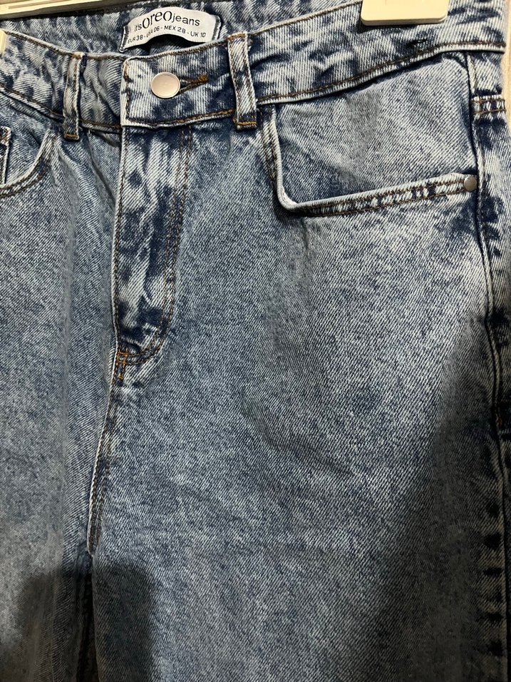 Gri Mavi Midi Boy Bol Kesim Denim Kadın Jean - Görsel 2