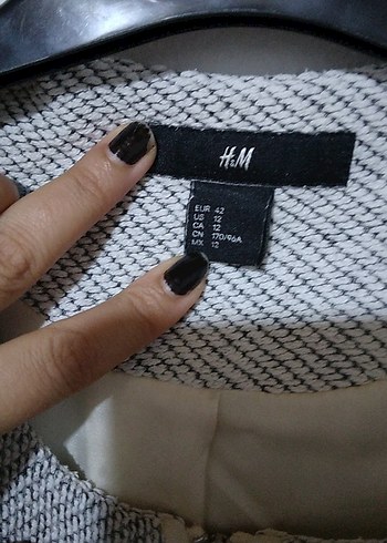 H&M Gri Fermuarlı Midi Kadın Ceket