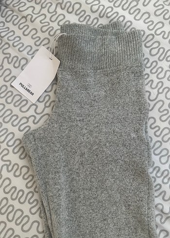 Gri ispanyol paça pantolon/tayt - Görsel 3