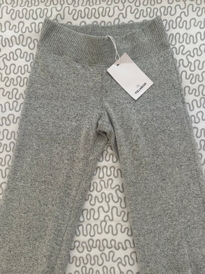 Gri ispanyol paça pantolon/tayt - Görsel 4