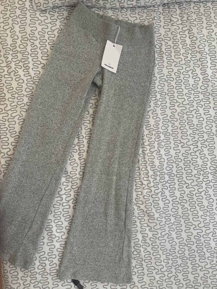 Gri ispanyol paça pantolon/tayt - Görsel 5