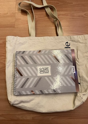 Bej Keten tote/omuz Çantası - Görsel 5