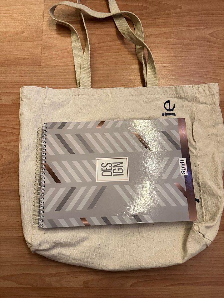 Bej Keten tote/omuz Çantası - Görsel 5