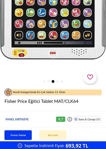 Fisher Price Fisher Price Beyaz Eğitici Tablet 12-36 Ay