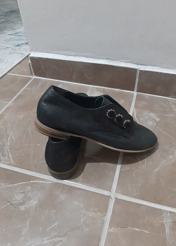 36 Beden Kadın Siyah Deri Goth Tokalı Klasik Topuklu Ayakkabı