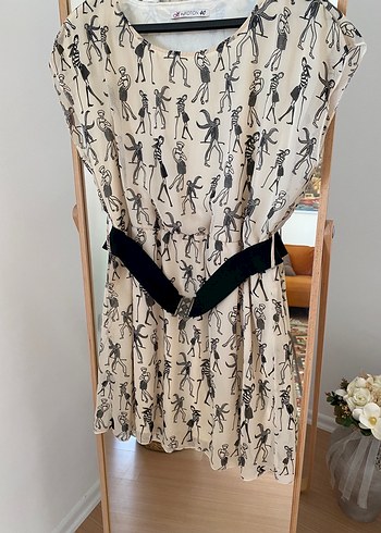 Desenli, Kemerli Bohem Midi Elbise - Görsel 2