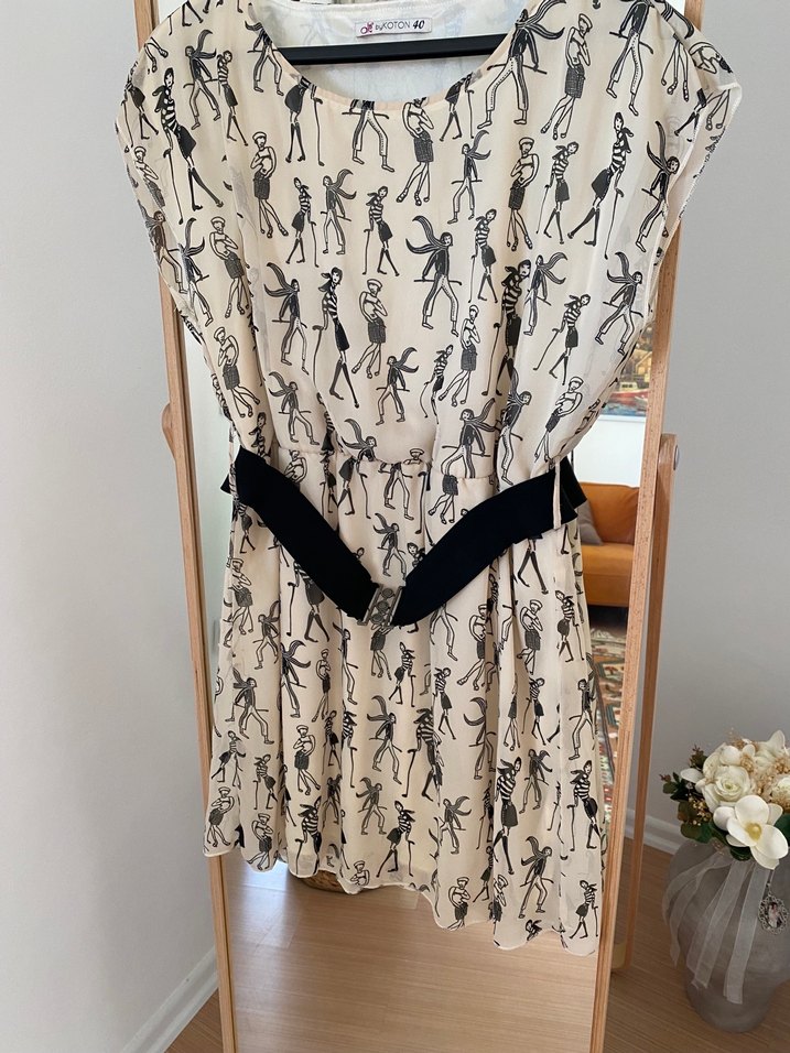 Desenli, Kemerli Bohem Midi Elbise - Görsel 2