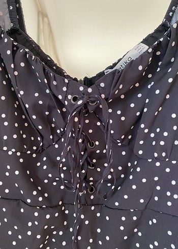 Siyah Puantiyeli Midi Elbise - Görsel 4