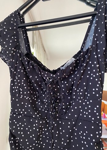 Siyah Puantiyeli Midi Elbise - Görsel 3