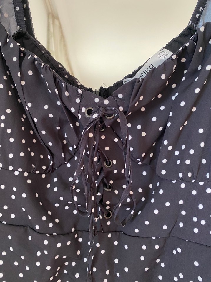 Siyah Puantiyeli Midi Elbise - Görsel 4