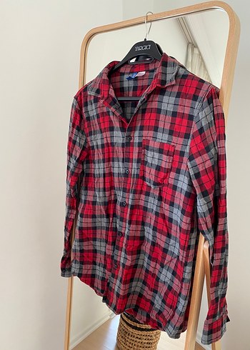 Kırmızı Gri Ekose Erkek Uzun Kollu Gömlek - Görsel 4