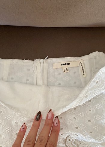 Nakışlı Beyaz Midi Etek - Görsel 3