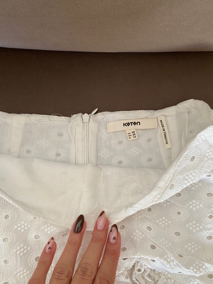 Nakışlı Beyaz Midi Etek - Görsel 3