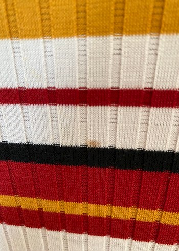 Çizgili Uzun Bohem Triko Elbise - Görsel 4