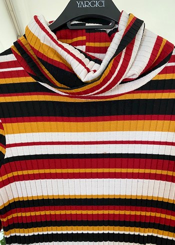 Çizgili Uzun Bohem Triko Elbise - Görsel 2