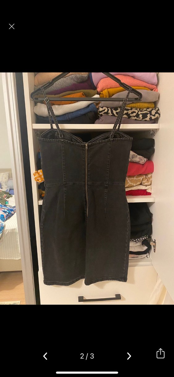 Siyah Kot Kumaşlı Straplez Midi Elbise - Görsel 2