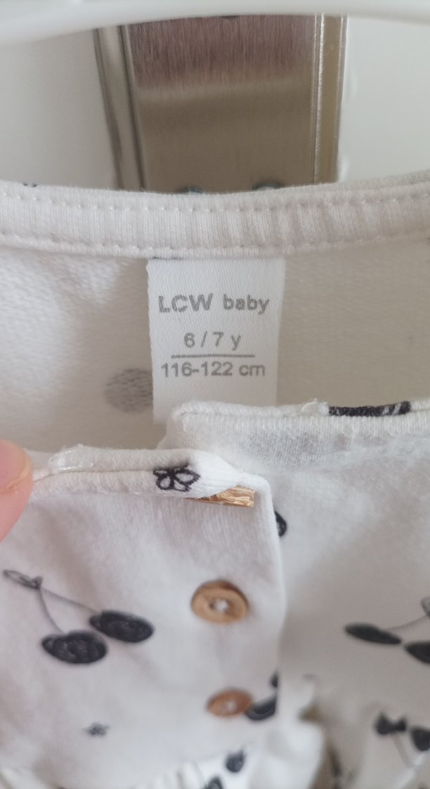 Uzun Kollu Düğmeli Kız Çocuk Elbise - Görsel 2