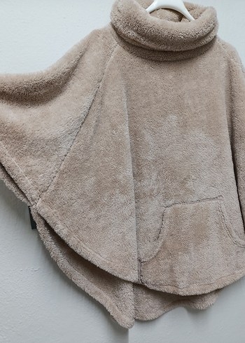 l Beden camel Renk Kadın Peluş Panço Pelerin