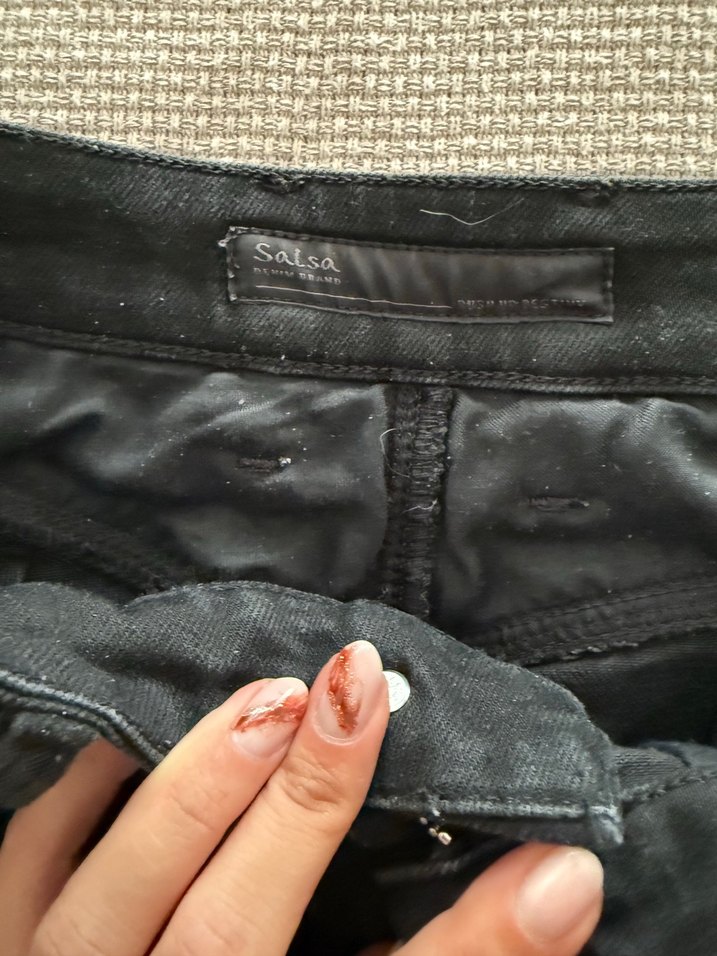 Siyah Bol Kesim Midi Kot Pantolon - Görsel 3