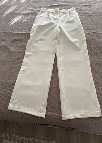 Beyaz Midi Kadın Kumaş Pantolon - Görsel 2