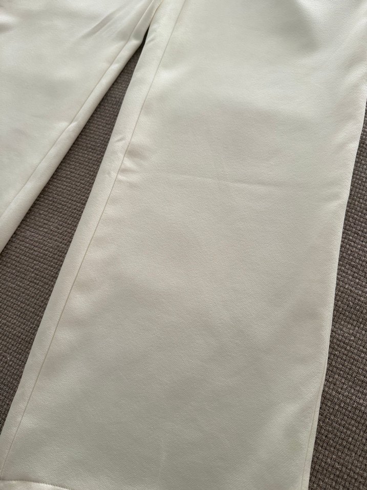 Beyaz Midi Kadın Kumaş Pantolon - Görsel 3