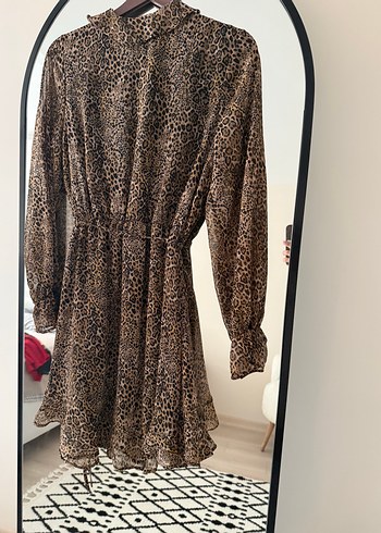 Leopar Desenli şifon Kadın Elbise - Görsel 3
