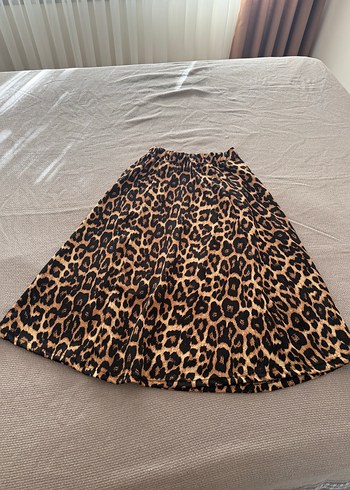 Diğer Leopar Desenli Pilili Etek