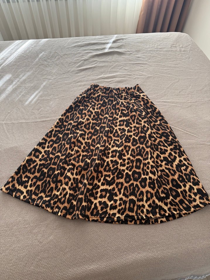 Leopar Desenli Pilili Etek - Görsel 2