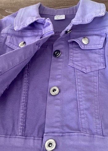 Mor Düğmeli Kız Kot Ceket - Görsel 2