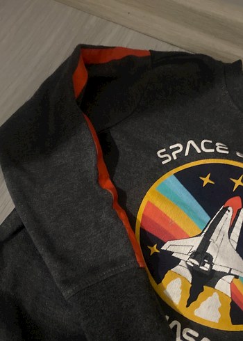 NASA Baskılı Gri Erkek Sweatshirt - Görsel 2